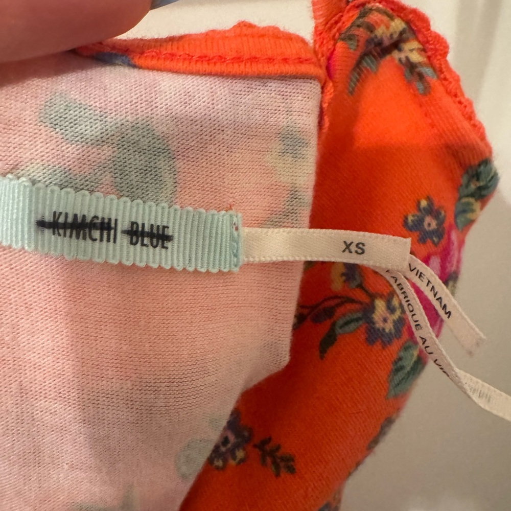 Urban Outfitters- Kimchi Blue Vibrant Orange and Pink Floral Mini Dress - Picture 6 of 6